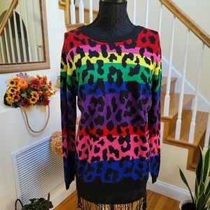 **NEW/NEVER WORN** Rainbow/Cheetah Sweater